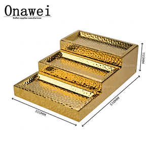 Onawei attrezzature commerciali da <span class=keywords><strong>cucina</strong></span> <span class=keywords><strong>in</strong></span> <span class=keywords><strong>acciaio</strong></span> inox Catering Buffet Riser <span class=keywords><strong>per</strong></span> Dessert Display oro piatto da portata vassoio <span class=keywords><strong>per</strong></span> Sushi - Product Image 3