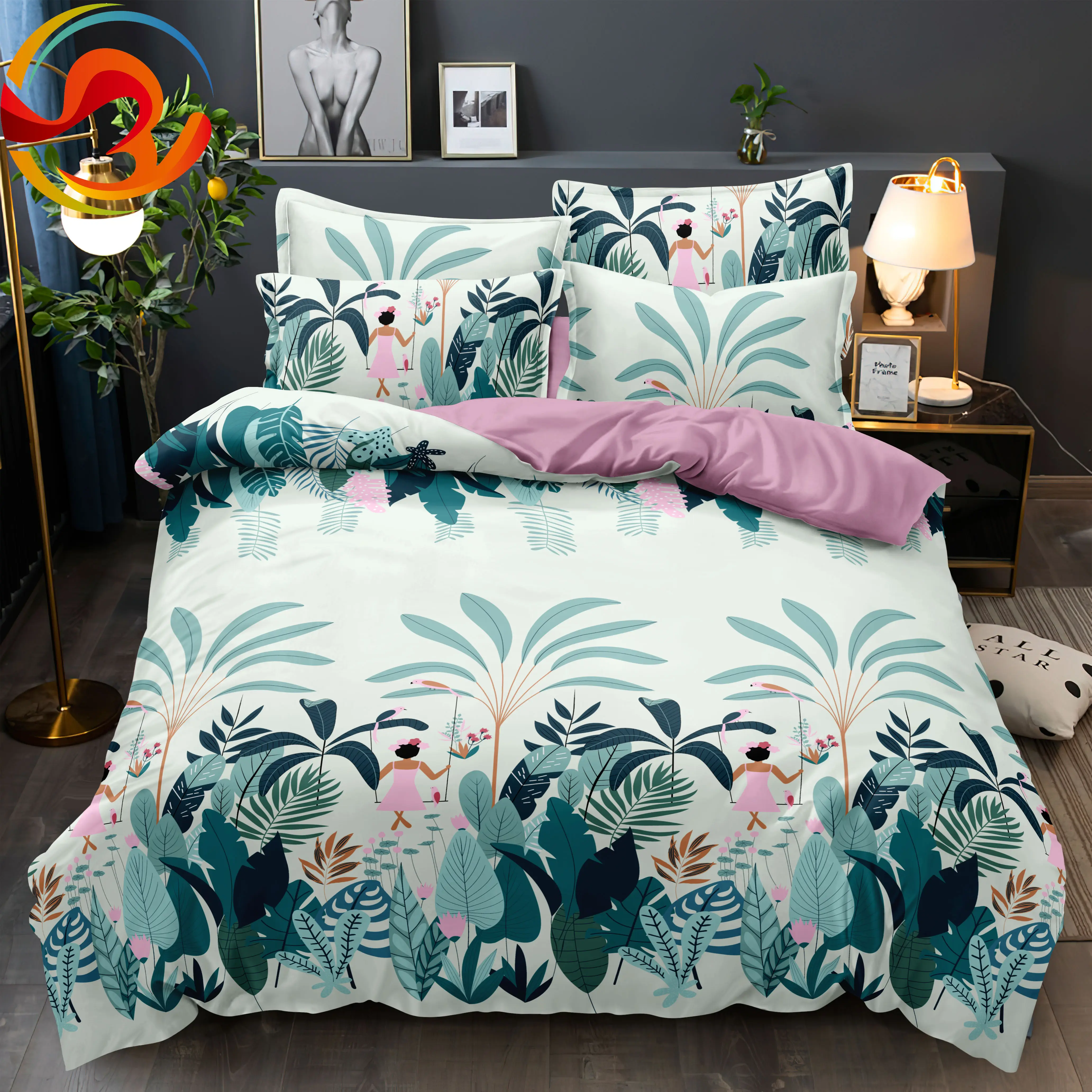 bed sheet curtain fabric disperse printing 100% polyester fabric for home textile bedding set pillow case