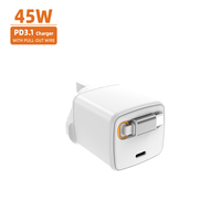 Chargeur rapide 45W PD3.1 avec câble rétractable pour iPhone et Samsung Galaxy 2C GaN Charge rapide
