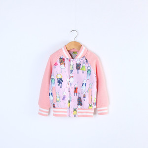 เสื้อแจ็คเก็ตเบสบอลสีชมพูสำหรับเด็กผู้หญิงขายส่งจำนวนมากสำหรับฤดูใบไม้ผลิ - Product Image 2