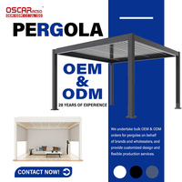 Abri de jardin en aluminium extérieur imperméable personnalisé 3x4m avec rideau, pergola rétractable pour patio, cour, pique-nique