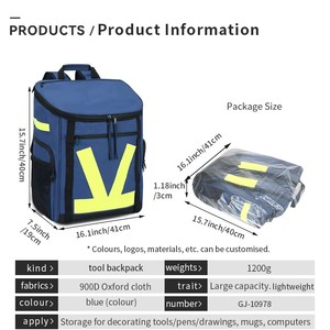 Mochila Organizadora <span class=keywords><strong>de</strong></span> Herramientas para <span class=keywords><strong>Electricista</strong></span> <span class=keywords><strong>de</strong></span> Uso Pesado OEM, con Múltiples Compartimentos y Cierre <span class=keywords><strong>de</strong></span> Cremallera, para Construcción y Carpintería - Product Image 4