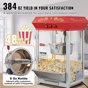 Machine à popcorn commerciale Vevor, capacité 8 oz, 850 W, style cinéma, pour la restauration - Product Image 2