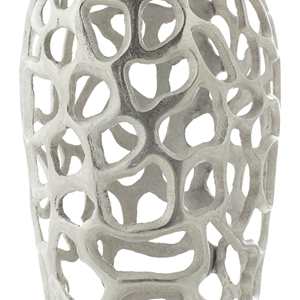 Vase à fleurs moderne en fonte d'aluminium, revêtement en poudre argentée, idéal pour la décoration intérieure et extérieure, décoration de table élégante - Product Image 5