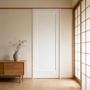 Porte d'appartement moderne de style Shaker, en bois massif prélaqué blanc, à âme creuse en polymère, moulée, insonorisée - Product Image 3