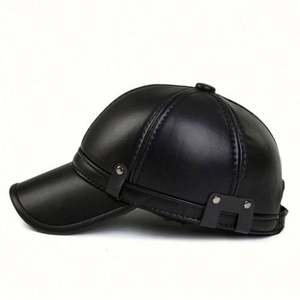 Casquette de baseball en cuir pour homme, nouvelle collection hiver 2024, vente en gros - Product Image 5