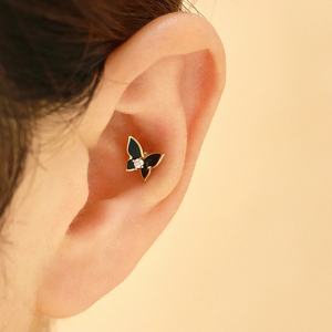 Boucles d'oreilles clous ROXI S925 en argent sterling, papillon, diamant, émail, piercing, 18K - Product Image 5