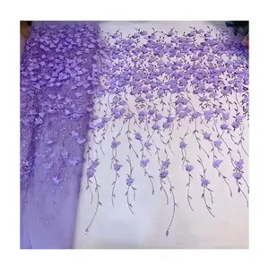 नए फैशन स्प्लेश गोल्ड फूल 3 डी पूर्ण फीता रंगीन कढ़ाई सीक्विन फीता कपड़े
