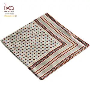Wholesale China Fashion Square 100% Mulberry Silk Habotai Women Scarf Screen Print with Hand Rolled