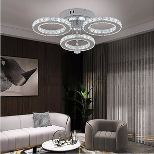Lámpara de techo de cristal LED con anillo creativo moderno, superventas transfronterizo Simple para estudio, comedor, iluminación de acero inoxidable - Product Image 5