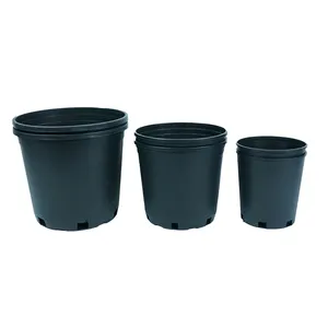 Fournisseur de gros Pot de pépinière en plastique noir pour plantes de 1 3 5 6 7 10 15 gallons pouces pour jardin extérieur