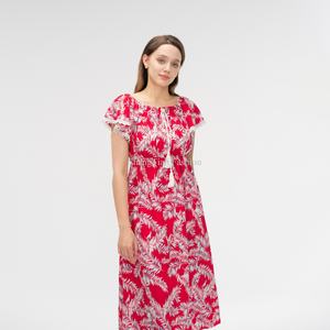 ชุดเดรสแฟชั่นผู้หญิงพิมพ์ลายดอกไม้ลูกไม้แบบกำหนดเองสำหรับ OEM เป็นมิตรกับสิ่งแวดล้อม ซักได้ แขนสั้น สไตล์ลำลองสำหรับผู้หญิง - Product Image 2