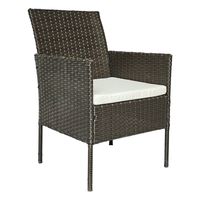 Ensemble bistrot de jardin 3 pièces en rotin PE, table et chaises avec plateau en verre trempé, fauteuils rembourrés pour jardin