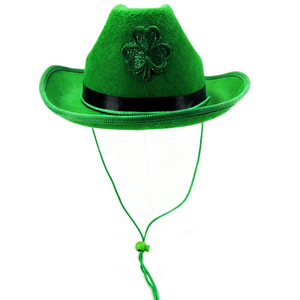 Sombrero de Vaquero Infantil con Trébol de la Suerte Irlandés para el Día de San Patricio, Gorras de Vaquero Verdes Nacionales de Irlanda con Correa de Chip - Product Image 4