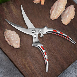 <b>Kitchen</b> Chicken Bone <b>Shears</b> Stainless Steel Red Handle Home Use Straight Head 0360 - Product Image 3