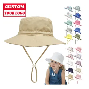 Cheap Advertising Promotions Flat Top Summer Children Hats Personal Logo Bucket Hat Embroidery Crochet Unisex