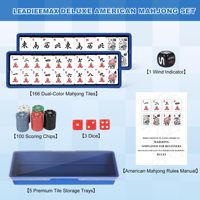 Jeu de Mahjong américain en mélamine, 166 pièces, grandes tuiles de 1,5 pouces, transparentes comme du cristal, jeu de luxe pour 4 joueurs, accessoires complets