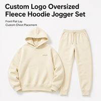 Ensemble jogging IKDEER personnalisé en molleton brossé uni avec logo minimal sur la poitrine, coupe oversize décontractée, unisexe, pour le quotidien