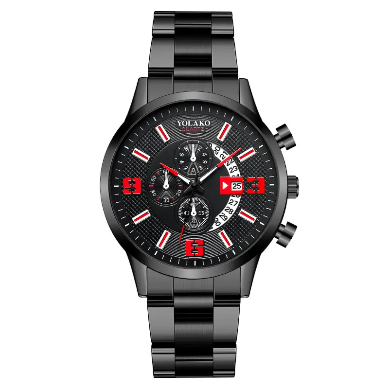 New Fashion Big Dial Calendar Men's Quartz Watch Steel Band Men's Watch