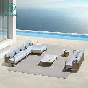 high end customize hotel project patio waterproof stainless steel sectional sofa garden sofa set outdoor furniture