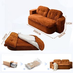 Corduroy Convertible Lazy <strong>Sofa</strong> Bed 2-Seater Lounge Couch Couch Living Room <strong>Sofas</strong> <strong>Foam</strong> Compressed <strong>Sofa</strong> Bed - Product Image 1