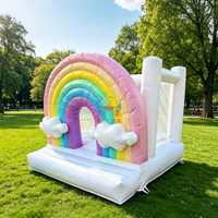Super Castle Rainbow Commercial Mini PVC Inflatable Bounce House Bouncy Castle 2.5x2.5m Kapasitas 150kg Tema Bunga/Hati Mudah Dipasang