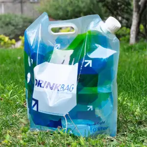 Custom printed 5L Alkaline water spout pouch Reusable Foldable Drinking Kangen Water Bag