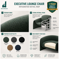 Chaise de visiteur de luxe contemporaine en tissu à dossier incurvé, ergonomique, pour bureau, hall d'attente