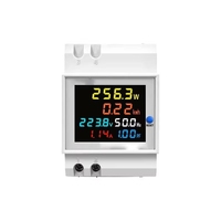 6 in 1 Din Rail AC Monitor Digital Energy Meter AC 40-300V 100A Pengukur Tegangan Arus Faktor Daya Aktif kWh Meter Listrik