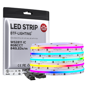 <span class=keywords><strong>BTF</strong></span> <span class=keywords><strong>LIGHTING</strong></span> Recién llegado DC24V 840Leds/M RGBW RGB Dual White FCOB Direccionable RGBWW COB RGBCCT Led Strip - Product Image 1
