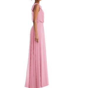 Eleganti abiti da <span class=keywords><strong>damigella</strong></span> d'onore maxi in chiffon a vita impero con fiocco monospalla <span class=keywords><strong>verde</strong></span> oliva - Product Image 4