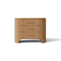 Table de chevet FERLY à 3 tiroirs, style mid-century, en bois massif, pour chambre à coucher, meuble de rangement