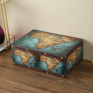 Retro European Style Wooden <b>Storage</b> <b>Box</b> Stackable With Lid Desktop Decorative Organizer For Living Room Bedroom Study Jewelry - Product Image 2