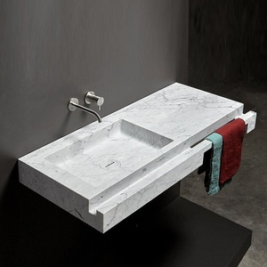 <span class=keywords><strong>Lavabo</strong></span> de Baño Rectangular de Lujo, Colgante de Pared, de Mármol <span class=keywords><strong>Blanco</strong></span> Carrara Natural - Product Image 5