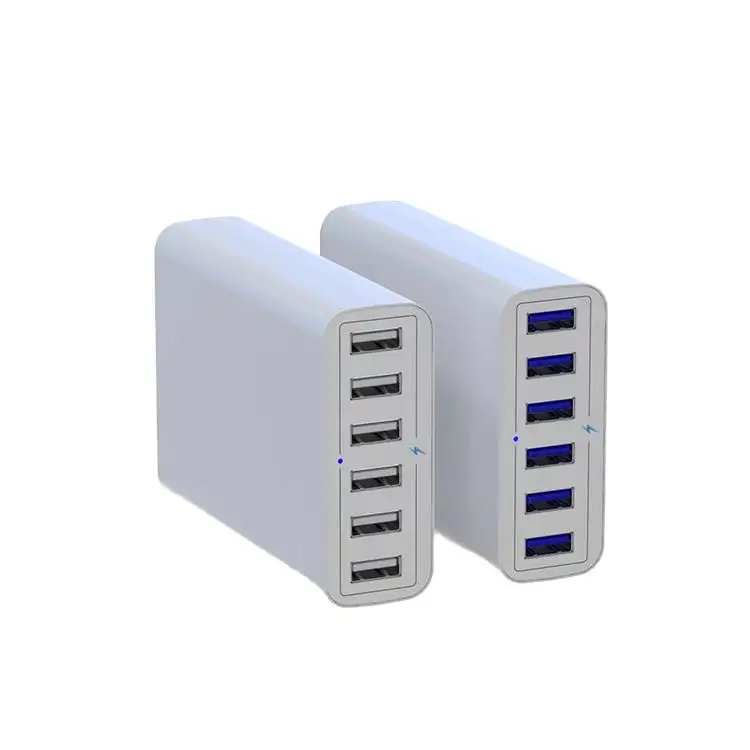 Carregador de parede USB para celular 54.6v 2a, carregador com 6 portas, 60W, para Oneplus, Android L, telefones, cabo carregador original AA, Índia