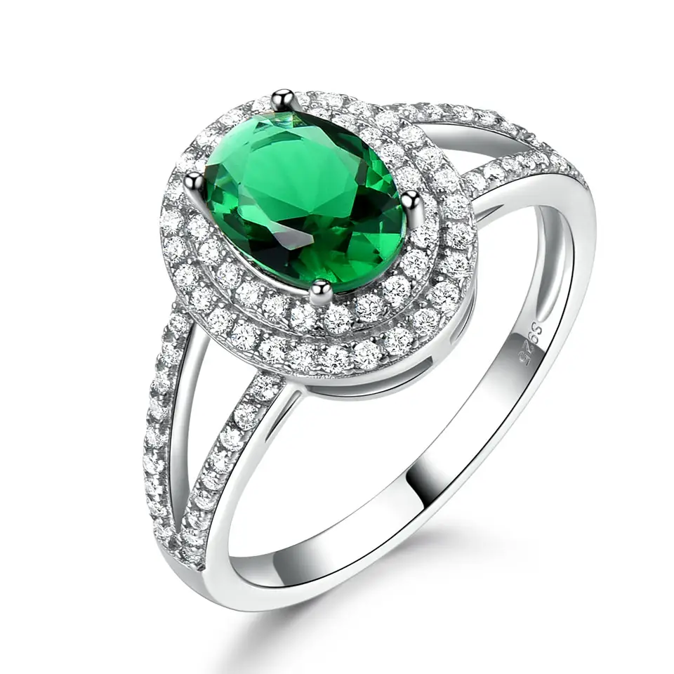 Emerald Gemstone Jewelry Ring Wholesale Gifts High Quality Large Custom Logo Design Wedding Ring