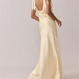 Robe de Soirée Élégante en Satin Personnalisée en Gros, Robe de Bal Modeste Asymétrique à Taille Fine et Coupe Droite - Product Image 3