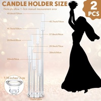 2 pièces, chandelier en acrylique à 8 bras, centre de table, porte-bougie, support de bougie en acrylique transparent pour cérémonie de mariage