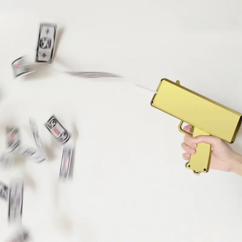 الذهب مخصص حصالة مسدس لعبة للنقد ، لعبة اطلاق النار لعبة سوبر المال بندقية مع كاشف المال النقدية Cannoon اللعب