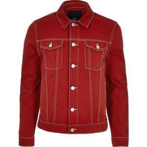 topman red denim jacket