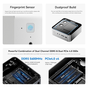 Mini <span class=keywords><strong>PC</strong></span> GTI14 Ultra 9 185H 32 Go DDR5 1 To SSD NVMe Triple Sortie d'Affichage WiFi7 BT5.4 GDDR6 Nouveau AU Gaming Lan10G - Product Image 6