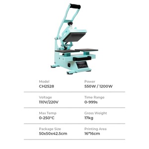 New Manual 15*15cm Dual Station <b>Label</b> Heat Press <b>Machine</b> for T-Shirt Printing Sublimation Even CH2538 Dual Station Design Effici - Product Image 6