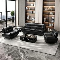Canapé modulaire de luxe moderne carré 2 places en cuir véritable pour la maison, le bureau, l'hôtel, la villa, noir