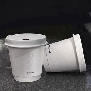 Vente en gros de gobelets en papier biodégradable à double paroi personnalisés avec impression UV en relief, gobelets à café jetables avec logo - Product Image 4