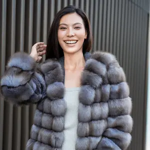 Factory Make Custom Real Sable Fur Smoked Purple Luxury Whole Sable Hooded Long Style Real Mink Fur Coat For Women