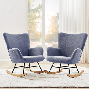 TOSEE Hot Selling Chaise berçante de salon rembourrée en tissu de velours avec cadre en acier et pieds en bois - Product Image 4