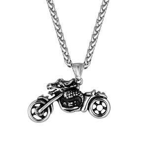 yunnique Stainless Steel Motorcycle Pendant Necklace <b>60cm</b> Unisex Fashion Jewelry Geometric Design Street Style Accessory - Product Image 5