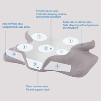 Nouvel Arrivage SUPER : Oreiller Ergonomique en Mousse à Mémoire de Forme Extra-Haute, Housse Amovible en Tricot Creux 3 Couches, Conception avec Repose-Bras pour Dormeurs Latéraux