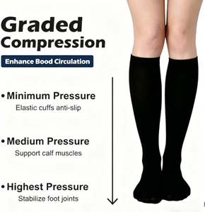 Bas de compression pour voyage 15-20 mmHg noirs pour prévenir le syndrome de classe économique en avion (longs trajets) – Tailles S-XXL - Product Image 3