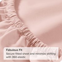 Ensemble de draps en coton 4 pièces Cloudland, coton égyptien 300TC, uni, plié, taille Queen, rose